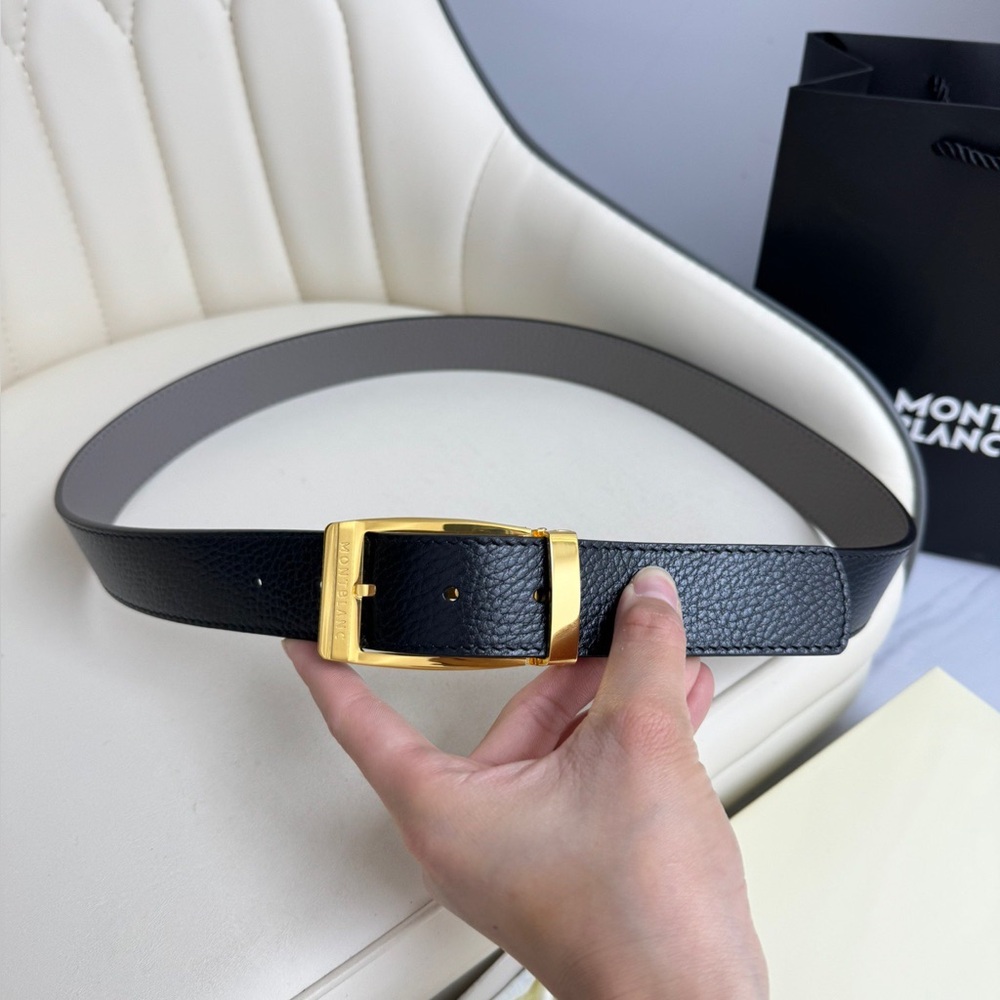 MontBlanc Men’s Black and Gold Belt Size 110 - Picture 7 of 8